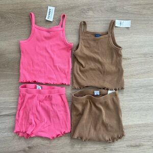 Old Navy Ribbed Tank and Shorts Set - Pink and Brown